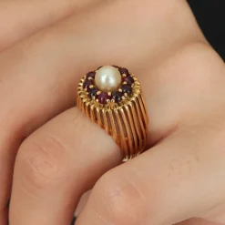 Bague Perle et Grenats
