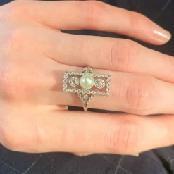Bague Perle fine Diamants