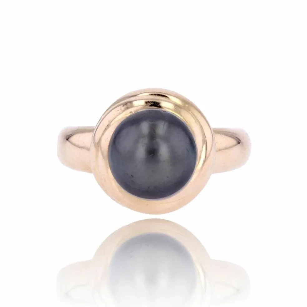 Bague perle grise et or jaune