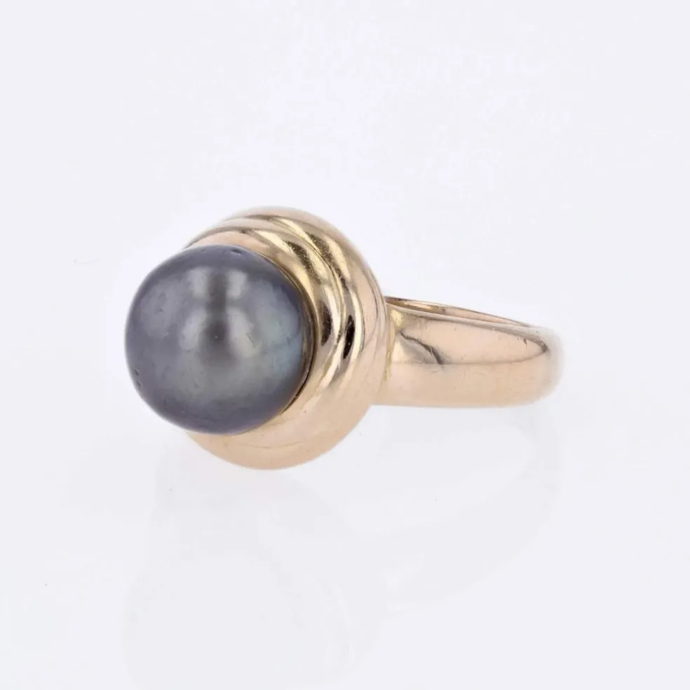 Bague perle grise et or jaune