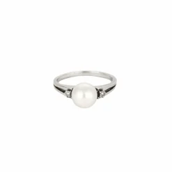 Bague perle or 18 carats diamants taille 50