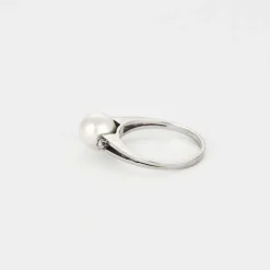 Bague perle or 18 carats diamants taille 50