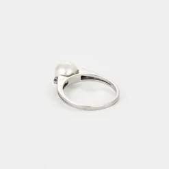 Bague perle or 18 carats diamants taille 50