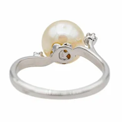 Bague Perle Or blanc Diamant, Perle
