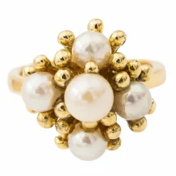 Bague perle or jaune perle