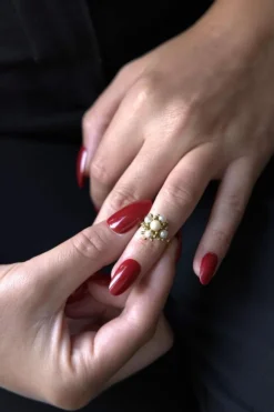 Bague perle or jaune perle