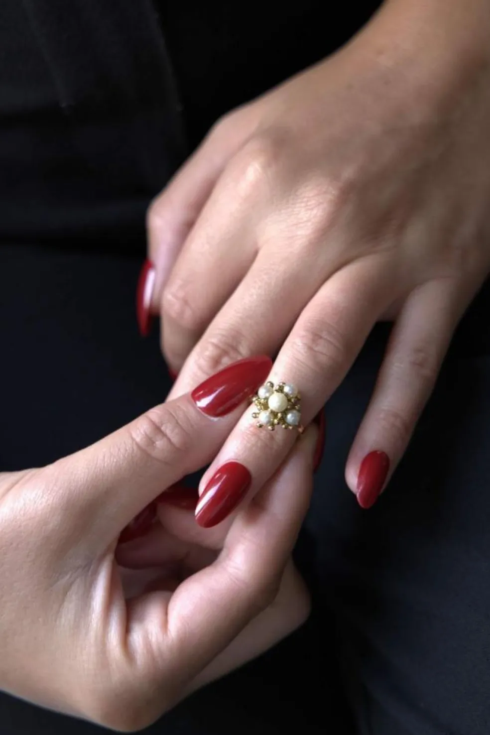 Bague perle or jaune perle