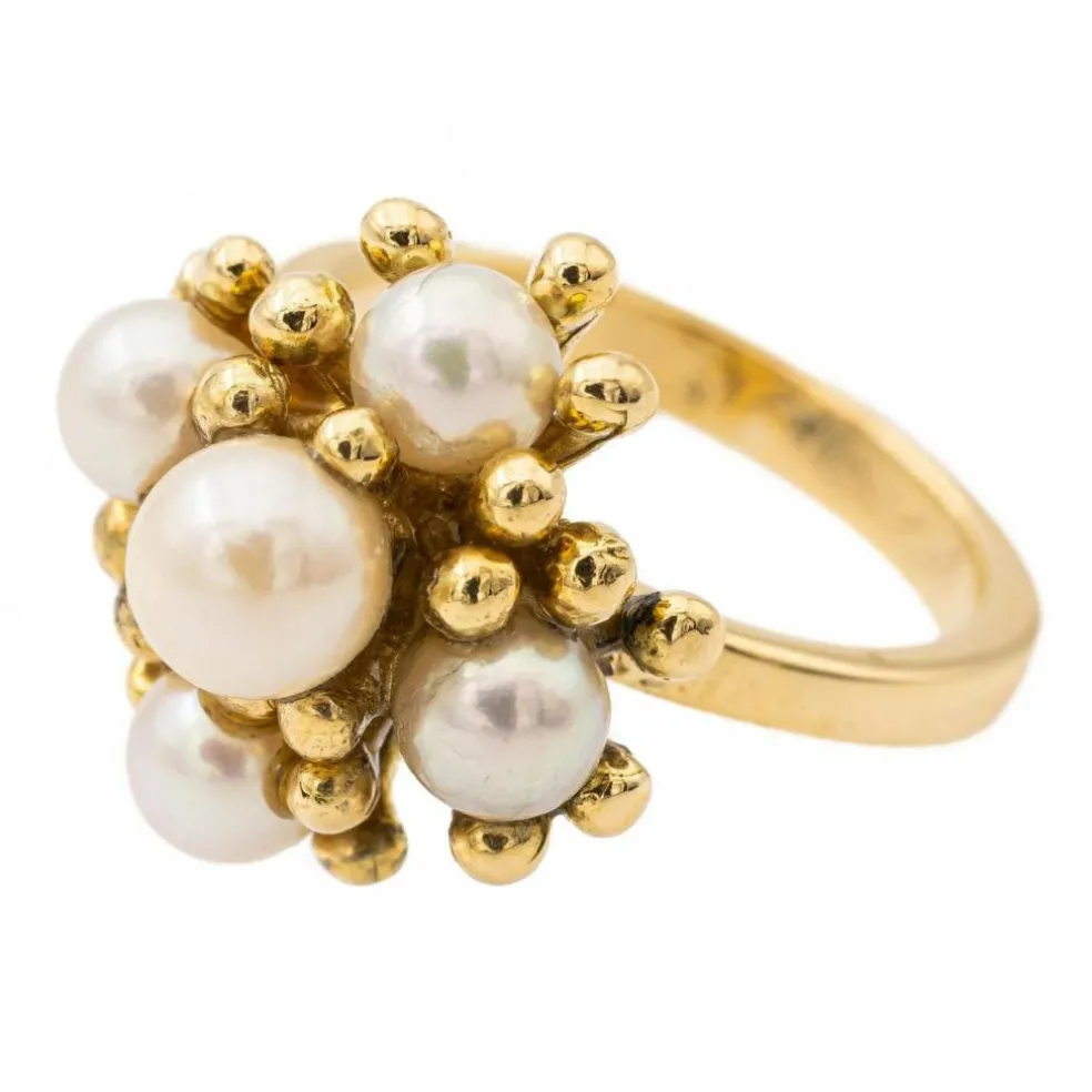 Bague perle or jaune perle