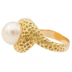 Bague perle or jaune perle