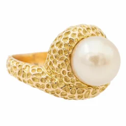Bague perle or jaune perle