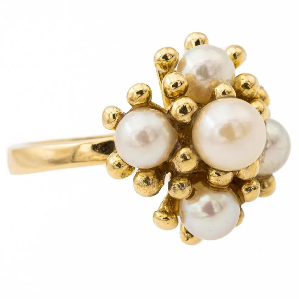 Bague perle or jaune perle
