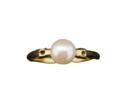 Bague perle, poils d'éléphant, Or