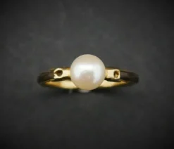 Bague perle, poils d'éléphant, Or