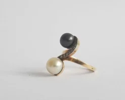 Bague Perles de culture et diamants anciens