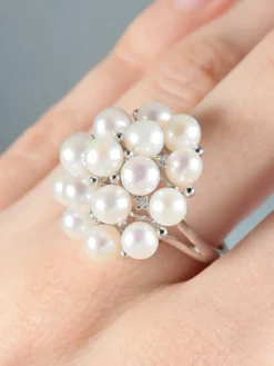 Bague Perles Diamants