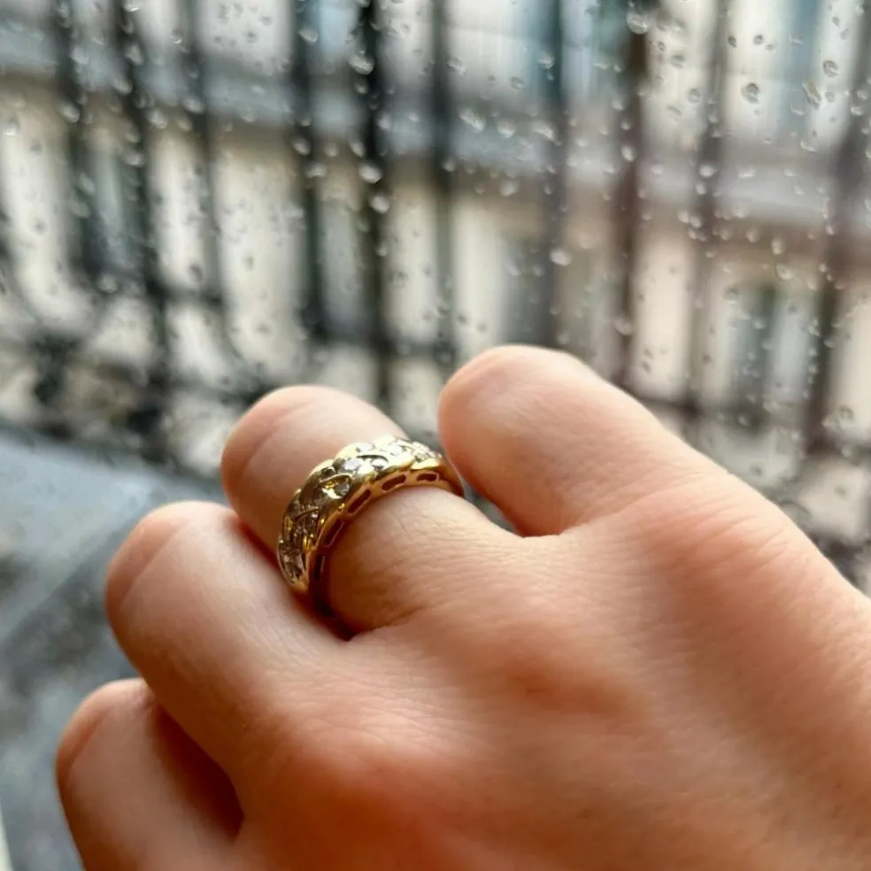 Bague épi or jaune diamants