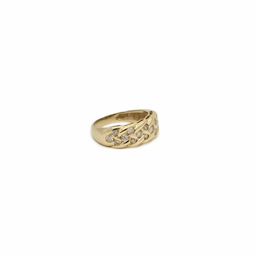Bague épi or jaune diamants