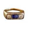 Bague pierre bleue et Diamants, Or 2 tons