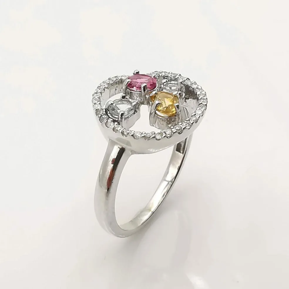 Bague pierres précieuses & diamants