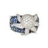 Bague Pieuvre en Or Blanc Diamants, Saphir