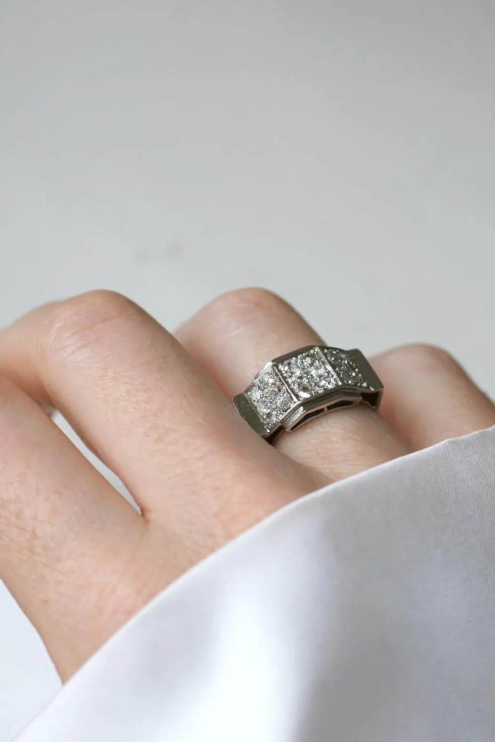 Bague Plans Art Déco platine, diamants