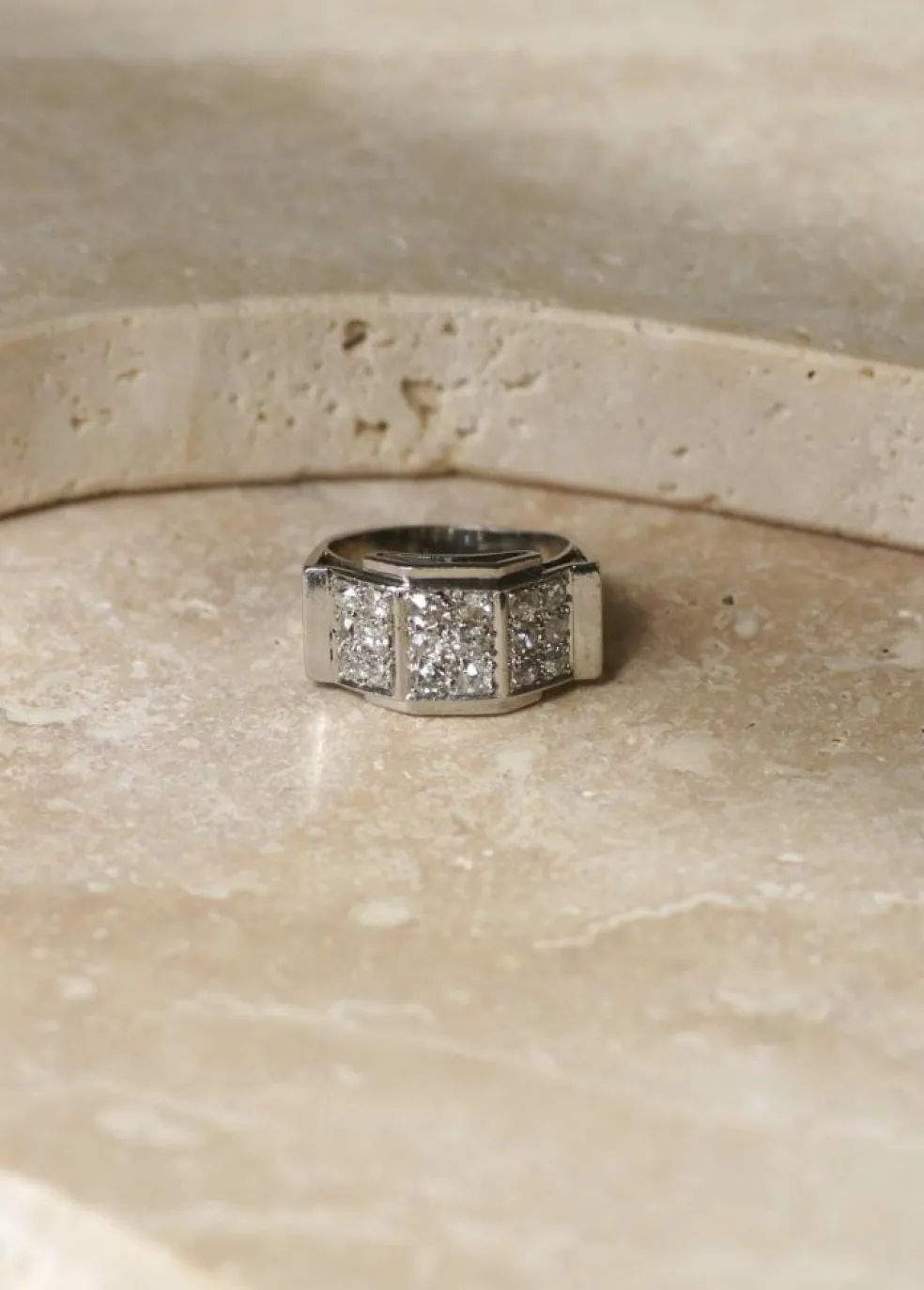 Bague Plans Art Déco platine, diamants