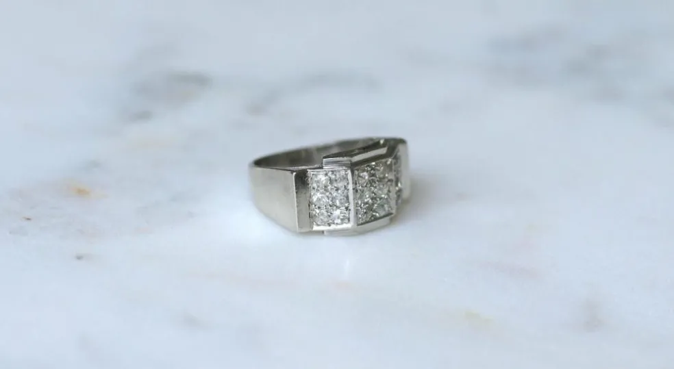 Bague Plans Art Déco platine, diamants