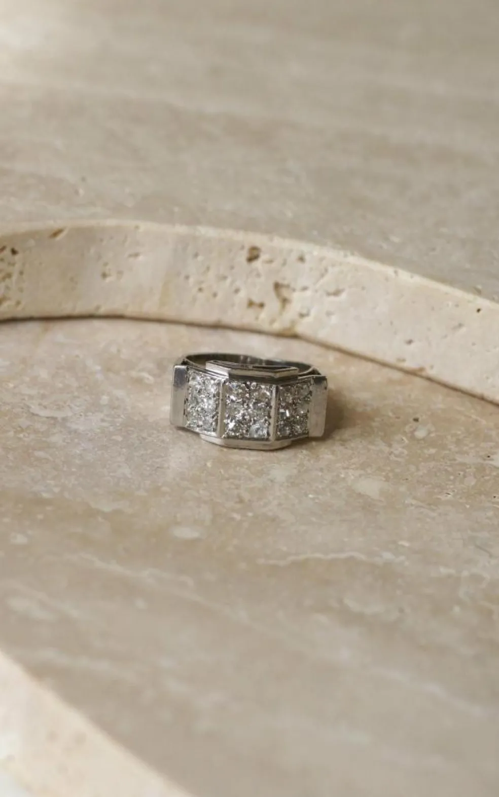 Bague Plans Art Déco platine, diamants