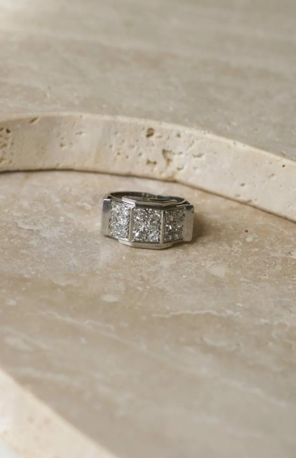 Bague Plans Art Déco platine, diamants
