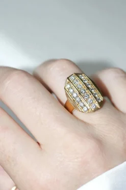 Bague Plaque diamants or jaune