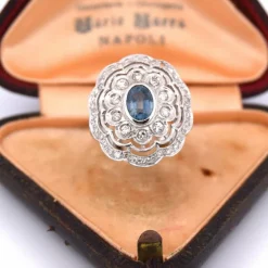 BAGUE PLATINE - AIGUE-MARINE ET DIAMANTS