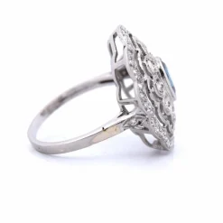 BAGUE PLATINE - AIGUE-MARINE ET DIAMANTS
