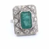 BAGUE PLATINE - ÉMERAUDE et DIAMANTS - DÉCO'
