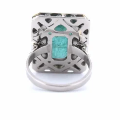 BAGUE PLATINE - ÉMERAUDE et DIAMANTS - DÉCO'