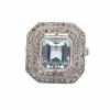 Bague Platine Aigue marine double entourage Diamants
