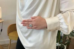 Bague Platine Aigue marine double entourage Diamants