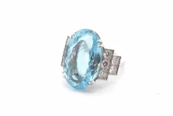 Bague Platine Aigue marine Diamants