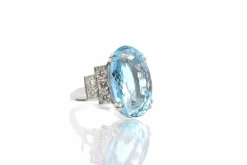 Bague Platine Aigue marine Diamants