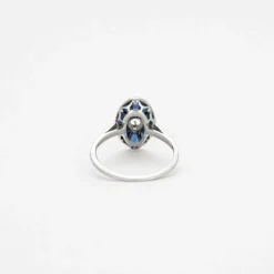 Bague platine art déco saphir diamant