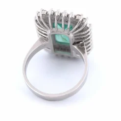 BAGUE PLATINE avec émeraude et diamants - DECO'