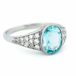 Bague platine diamant aigue-marine