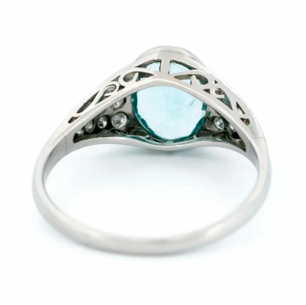 Bague platine diamant aigue-marine