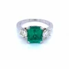 Bague Platine Diamant Emeraude Colombienne