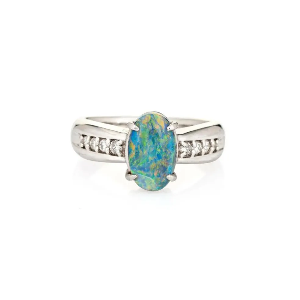 Bague platine diamant opale 1,20 ct