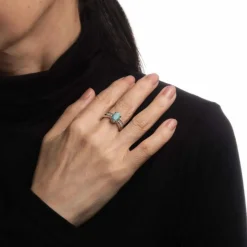 Bague platine diamant opale 1,20 ct