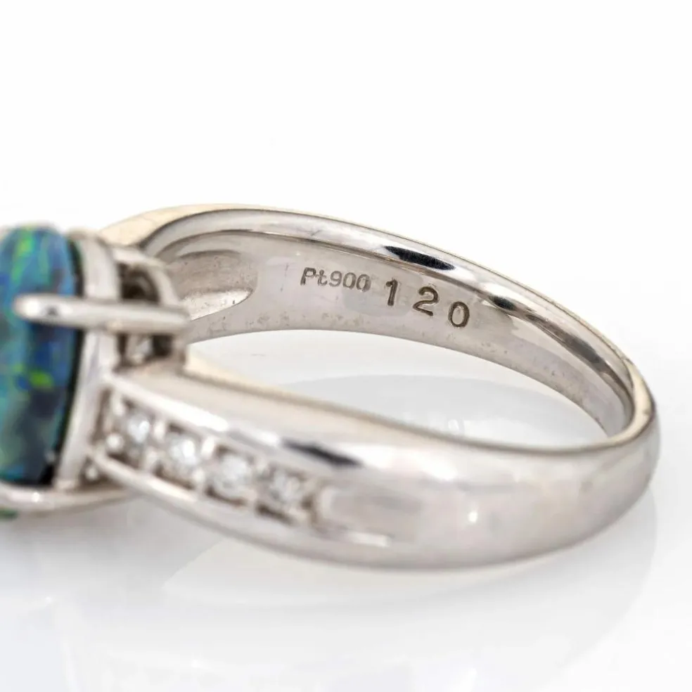 Bague platine diamant opale 1,20 ct