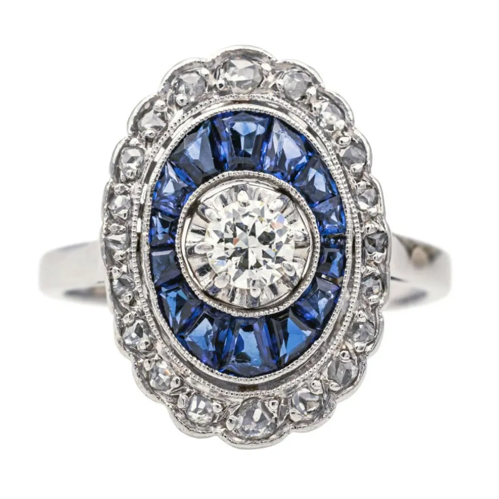 Bague Platine Diamant, Saphir