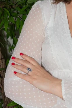 Bague Platine Diamant, Saphir