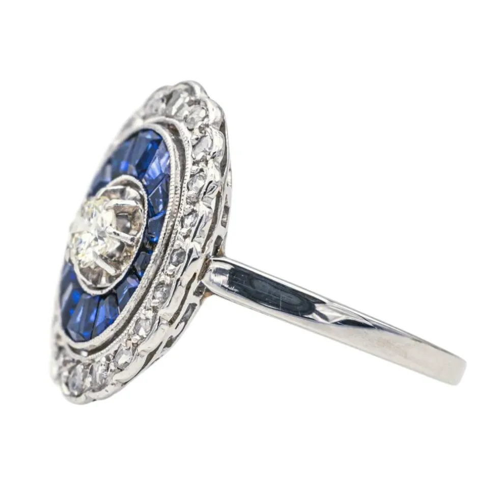 Bague Platine Diamant, Saphir