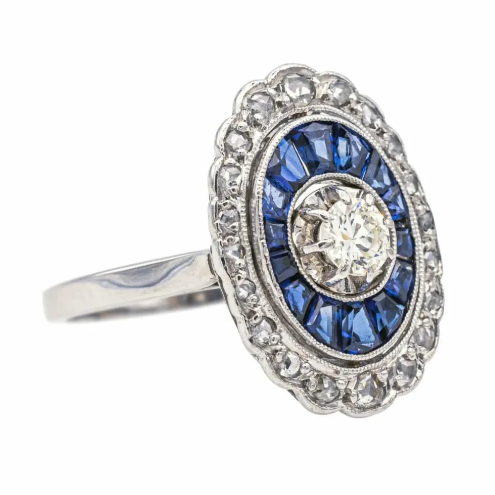 Bague Platine Diamant, Saphir
